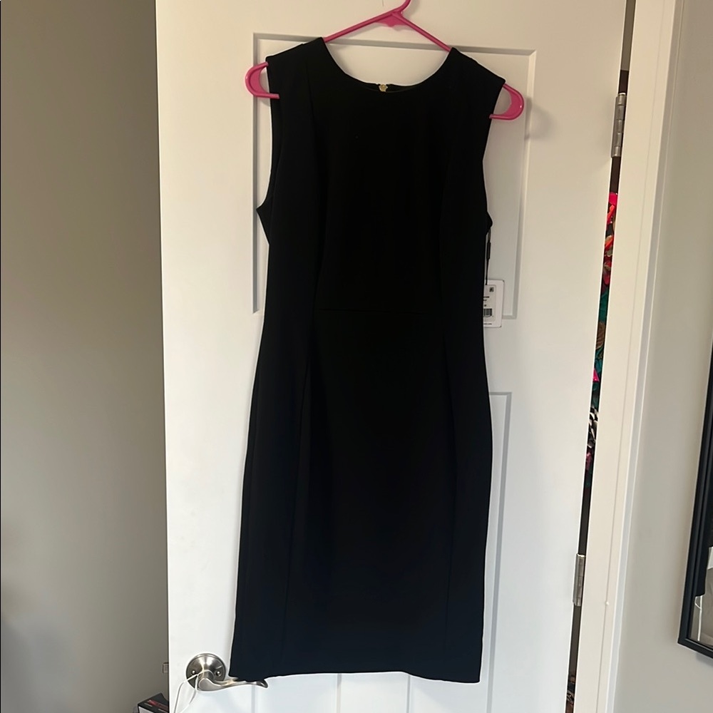 Calvin Klein Black Sleeveless Sheath Midi Dress